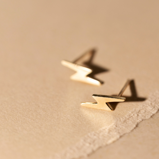 Solid Gold Lightning Studs