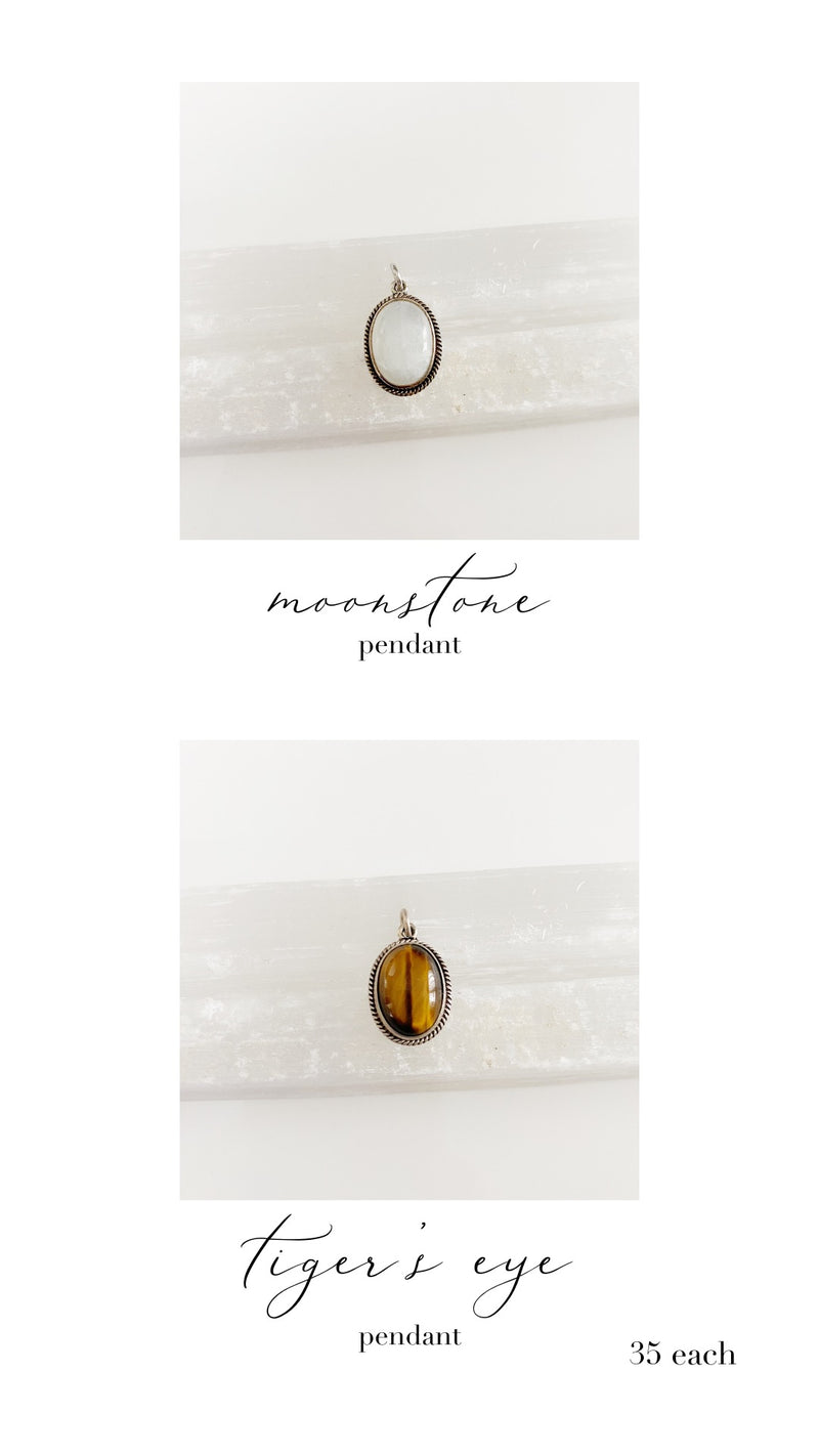 Moonstone or Tigers Eye Pendant