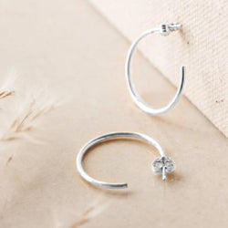 Sterling Crescent Moon Hoops