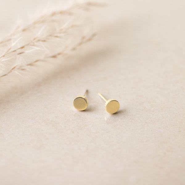 Gold Flat Circle Studs