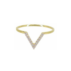 Solid Gold V Ring